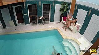 I watched my wife lick and blowjob in the private pool