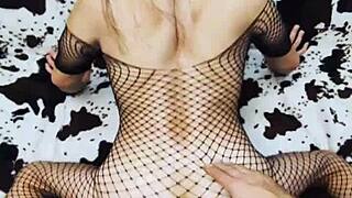 Beautiful wife in stockings gets hot anal sex!