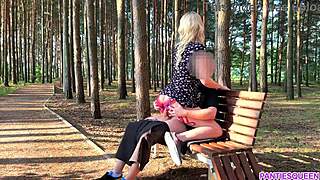 Kinky blonde meets stranger outside