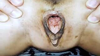 Beautiful wife in stockings gets hot anal sex!