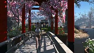 in fallout 4, this brunette shows off her slutty fashion outfit