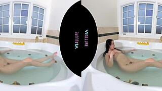 Beautiful Jade Baker indulges in solo masturbation with a vibrator in the bath
