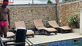 Christmas vacation turns steamy by the pool with blowjobs