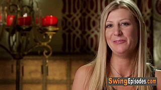 Fun under the sun with hot amateur swinger playing softcore games outside