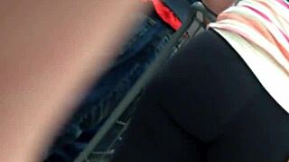 yoga leggings hugging that perfect bum in the shop