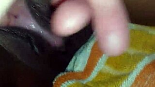 girlfriend's black pussy squirts during orgasm with friend