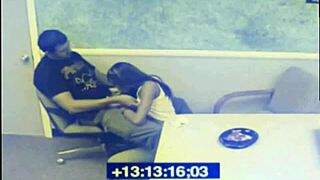 Black Babe Sucks Dick While Waiting, Caught on CCTV