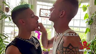 leo is serving sam bridle with a deepthroat blowjob on his monster cock.