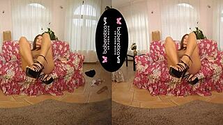 Is Jenifer Jane Teasing With Dildo Fingering In VR, Spreading Her Shaved Milf Pussy?