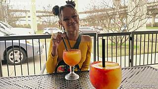 Raven, the asian pornstar, uses vibrator in bondage and swallows