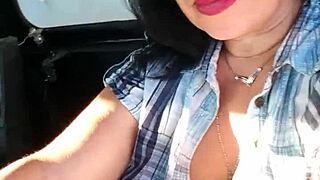 sexy latina driver owns the road with her curves