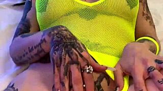 Sexy tattooed hottie Misha Montana rides in home video