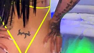 Sexy tattooed hottie Misha Montana rides in home video