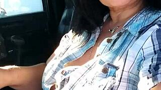 sexy latina driver owns the road with her curves