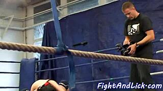 Hey, wanna see busty babes wrestle naked in ring?