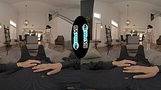 The helpful nanny from WetVR tries her first VR experience