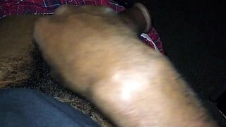 mandingo's big black cock gets cumshot in cup outdoors