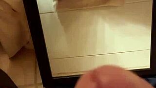 feeling intense pleasure jacking off without hands, cumming hard in solo session.