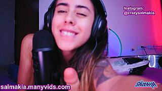 Sexy Latina Brunette Salmakia Gives Sloppy Blowjob And Handjob With Toys In Homemade Video