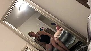 Blonde milf rides big white uncut cock with intense cowgirl action.