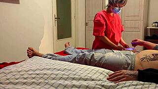 Nurse Caught Patient Hard and Wouldn't Let Him Cum in Her Dirty Lingerie!