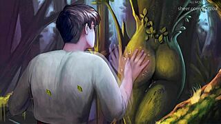 in wal 15, horny boris spanks a tree resembling an ass in anime style 😜