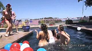 girlfriend gets banged hard with a monster cock after the bbq party in the backyard, sucking and fucking outdoors.