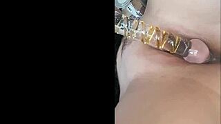 I'm so horny putting this glass dildo in my pussy, feeling the orgasm