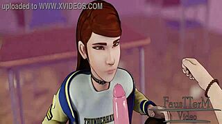 Erica sucks big cock using condom in hentai deepthroat.