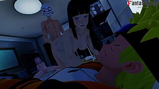 Hinata Hyuga and Sakura in Naruto Shippuden Threesome Clip