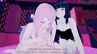 Hinata Hyuga and Sakura in Naruto Shippuden Threesome Clip