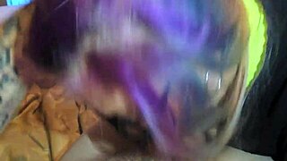 goth milf rain moaning during blowjob makes me cum on her face