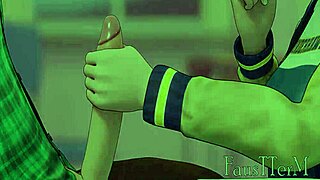 Erica sucks big cock using condom in hentai deepthroat.