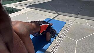 Ebony thot with small tits gets fucked doggystyle for team spot