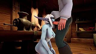 Elf Fucks Night Elf Blindfolded in Kitchen Warcraft Parody!