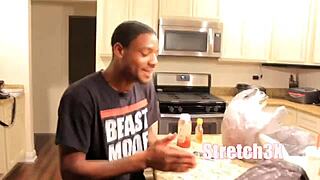 Thick Red Takes on Stretch in Hardcore Action. Can She Handle That Monster Black Cock with Her Big Tits?