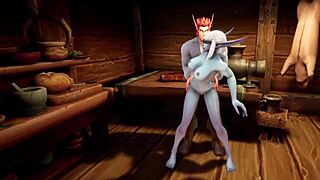 Elf Fucks Night Elf Blindfolded in Kitchen Warcraft Parody!