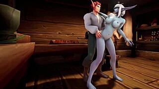 Elf Fucks Night Elf Blindfolded in Kitchen Warcraft Parody!