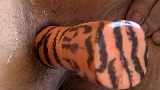 the beautiful bbw indulges in deep anal masturbation, fucking her hairy asshole doggy style and shaking her juicy pawg in a fetish close-up.