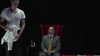 gay bishop in uniform masturbates with dildo