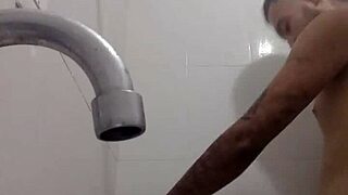 Enjoying a delicious bath with a teen and monster cock