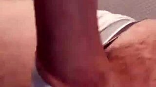 I give a blonde amateur blowjob in the toilet