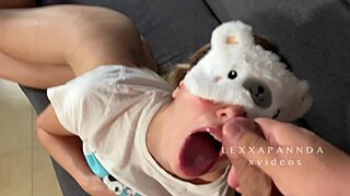 Hot amateur gives a loving blowjob to her stepfather, emptying his balls in a homemade scene.