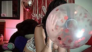 inflated balloons tease looner daddy's desires