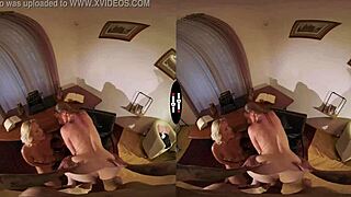 I meet my new brunette neighbour in the dark room VR