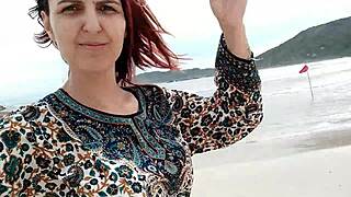 Latina petite teen rides monster cock on rocks