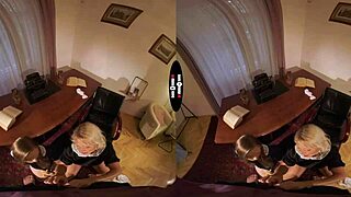 I meet my new brunette neighbour in the dark room VR