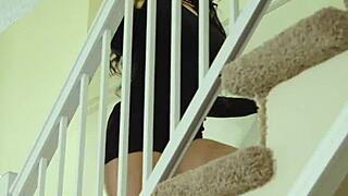 Latina teen with small tits licks lesbian partner