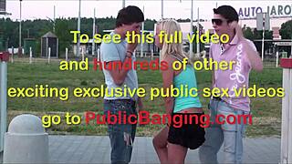 Cute Blonde Teen 18+ Fucked Doggystyle Publicly On Street With Two Young Guys