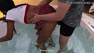 Yo, Check This Hot 18-Year-Old Morena Banging Hard in Hydromassage After School!
